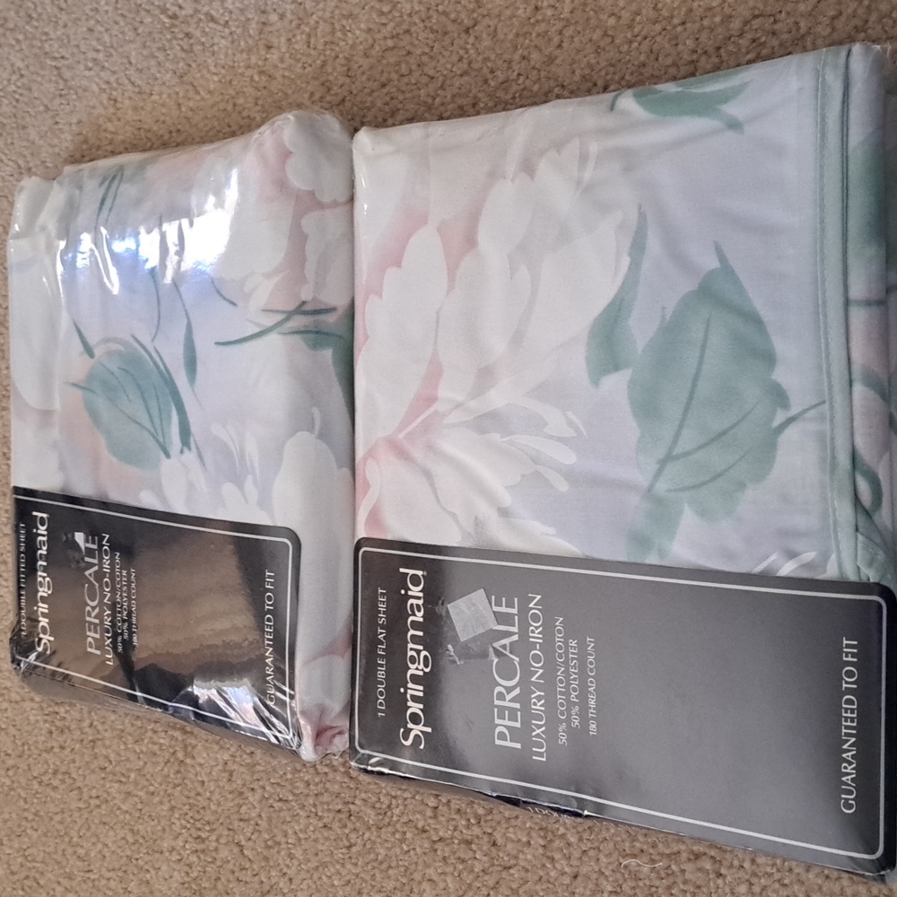 🛍Springmaid no iron fitted and flat, Full size